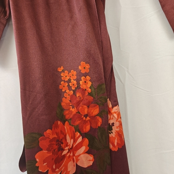 Reformation Merrick Silk Maxi Burgandy Floral Dress Size XS *FLAWED* - Picture 10 of 16